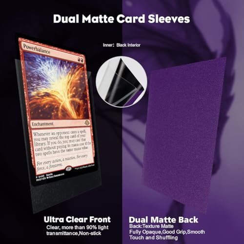 Katomula MTG Card Sleeves, Dual Matte Card Sleeves, Standard Card Sleeve for MTG, PKM, Flesh & Blood, Soul Purple - color: Dark Purple
