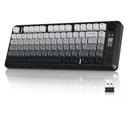ZIYOU LANG M75 Wireless Gaming Keyboard, RGB Backlit Rechargeable 2000mAh Battery, Small Membrane But Mechanical Feel Keyboard with Smart Display & Knob, PBT Gradient keycaps for PC, MAC-Moonlit Night - color: Moonlit Night