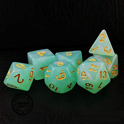 Bescon Moonstone Dice Set Jadeite, Bescon Polyhedral RPG Dice Set Moonstone Effect - color: Jadeite