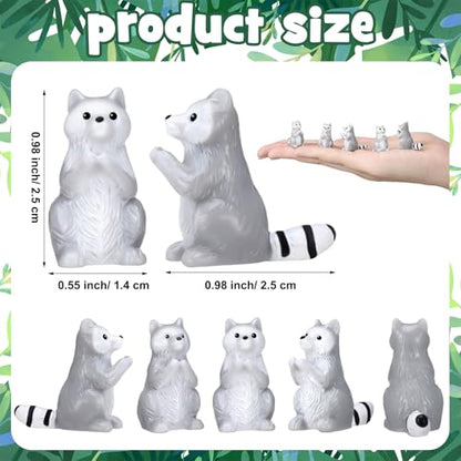Seenelling 50 Pcs Mini Raccoon Figurine Bulk Resin Miniature Tiny Animals Figures Small Little Cute Raccoon Home Decor for Cabin Lodge Rustic Cake Toppers Desktop Home Decor(Stand) - style: Stand