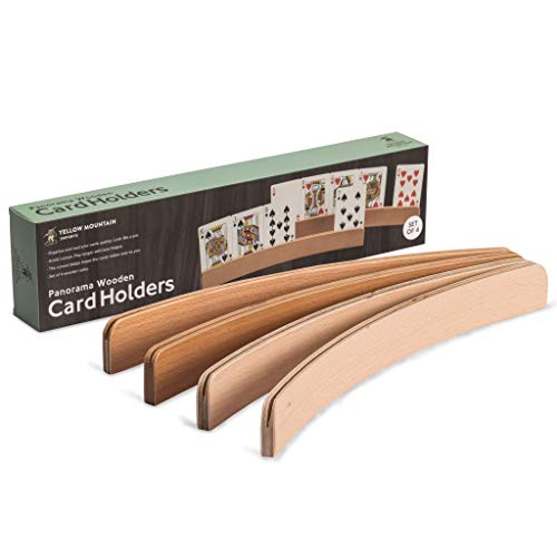 Yellow Mountain Imports Panorama Wooden Playing Card Holders/Racks - Set of 4 Card Organizers - size: 12.8”