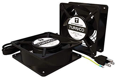 Network Cabinet Fan (2pc Kit) Pair of 120mm 4in Fans 110V - Tupavco TP1511 | Dual fan kit for 19in network cabinets - easy rackmount muffin fan for high performance cooling at 110CFM, 120mm/4in size
