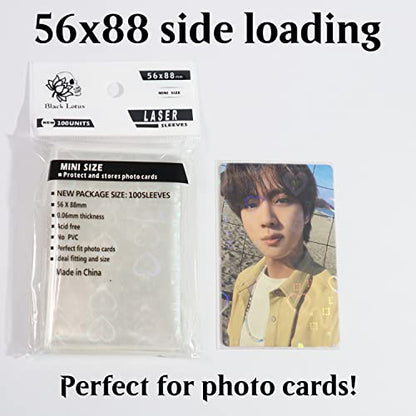 Black Lotus 100pcs/Lot Love Heart-Shape Laser Flashing Card Sleeves Trading Cards Film Magic Kpop Card Protector Holographic Foil Protective Cover (56x88mm), Clear