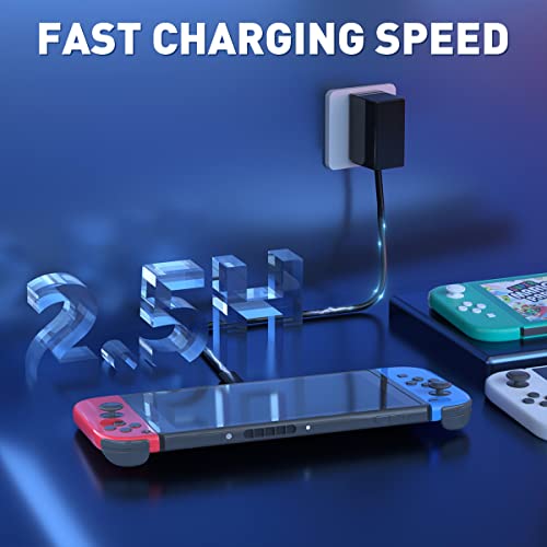 Charger for Nintendo Switch with 5FT Charging Cable, AC Power Supply Adapter for Nintendo Switch/LITE/OLED Work as Original Charger, Support Switch TV Dock Mode Output 15V2.6A USB C Chargers - size: 5FT