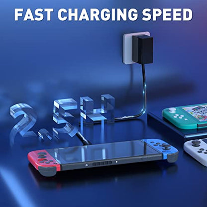 Charger for Nintendo Switch with 5FT Charging Cable, AC Power Supply Adapter for Nintendo Switch/LITE/OLED Work as Original Charger, Support Switch TV Dock Mode Output 15V2.6A USB C Chargers - size: 5FT