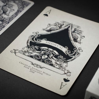 Medieval Playing Cards with Unique Seal and Free Card Game eBook, Stand Out with Cool Poker Cards, Black Deck of Playing Cards, Unique Illustrated Designs for Kids & Adults, Playing Card Decks - color: Black