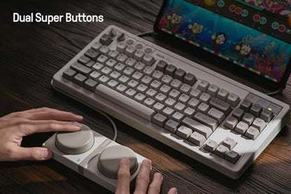 8Bitdo 87 Keys Retro Mechanical Keyboard Bluetooth/2.4G/USB-C, Hot Swappable, Dual Super Programmable Buttons, Volume knob for Windows and Android - M Edition - color: M Edition