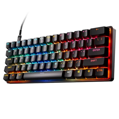 SteelSeries Apex Pro Mini Gen 3 OmniPoint 3.0 HyperMagnetic Switches — Adjustable Actuation — Rapid Trigger — Game-Ready Presets — Protection Mode — Rapid Tap/SOCD — RGB — PBT Keycaps — USB-C - color: Black, size: Pro Mini 60%, style: Gen 3 Wired