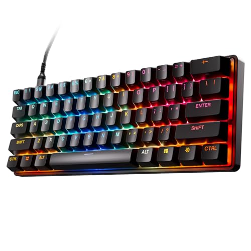 SteelSeries Apex Pro Mini Gen 3 OmniPoint 3.0 HyperMagnetic Switches — Adjustable Actuation — Rapid Trigger — Game-Ready Presets — Protection Mode — Rapid Tap/SOCD — RGB — PBT Keycaps — USB-C - color: Black, size: Pro Mini 60%, style: Gen 3 Wired