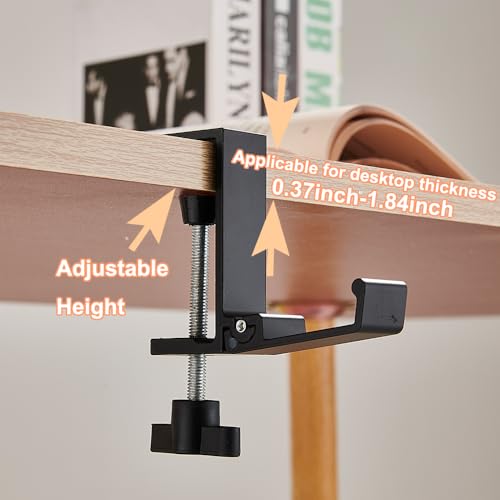 Foldable Headphone Stand Hanger Holder Under Desk Aluminum Alloy Headset Stand Fit for Gaming PC Accessories Universal Space Save Mount Clamp Hook Suitable for Xbox/PS4 Controller Office Computer Desk - color: Black