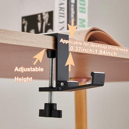 Foldable Headphone Stand Hanger Holder Under Desk Aluminum Alloy Headset Stand Fit for Gaming PC Accessories Universal Space Save Mount Clamp Hook Suitable for Xbox/PS4 Controller Office Computer Desk - color: Black