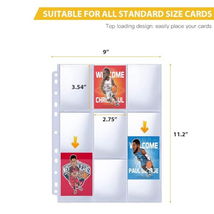9 Pocket Page Protector, 400 Pack Trading Card Sleeve, Holds 7200 Cards，Baseball Card Sheets for 3 Ring Binder, for Skylanders, MTG, Coupon, Game Cards, Trading Cards, Football Cards - size: 400