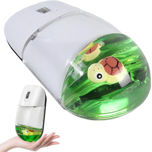 Wireless Mouse -Cute Clear Aqua Design, Water Mouse with Optical Precision, Silent Clicks, Lightweight & Floating Animal Transparent Retro Style for Home Office, Great for Kids & Adult(Turtle-Green) - color: Turtle-Green