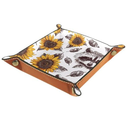 Raccoon and Sunflowers Dice Tray Dice Rolling Tray Folding Dice Holder for Dice Games, Like RPG, DND and Other Table Games - color: Multi 7