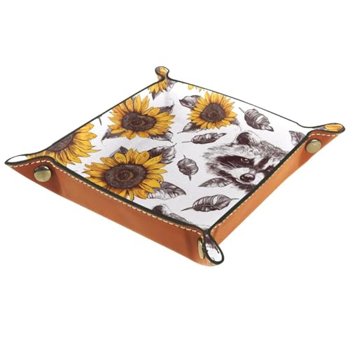 Raccoon and Sunflowers Dice Tray Dice Rolling Tray Folding Dice Holder for Dice Games, Like RPG, DND and Other Table Games - color: Multi 7