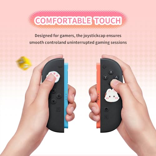 Paw Bunny Switch 2 Joycon Thumb Grips Caps, 4 PCS Cute Kawaii 3D Silicone Analog Thumbstick Button Cover for NS Switch 2 Joystick Caps - color: Paw Bunny for NS2