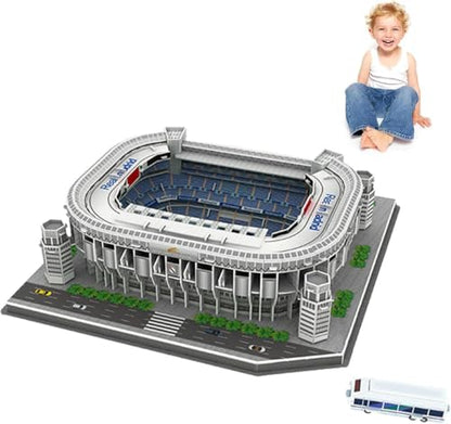 Classic Football Stadium Puzzle,3D Puzzle Soccer Club Venues,3D Paper Model Building Puzzle Kit, Soccer Stadium Souvenir Gift,Handmade Puzzle Ornaments，Cardboard Model (Santiago Bernabeu) - color: Santiago Bernabeu