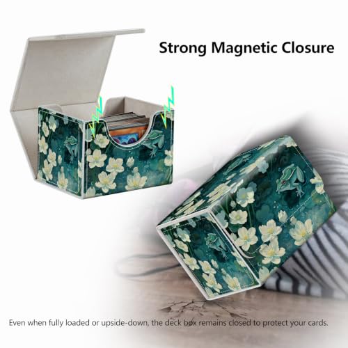 Strong Magnet MTG Demon Deck Box Playing Card Case Magic The Gathering Commander Deck Box Creative Pattern Trading Card Storage Box for Collectible Games, The Green Frog In The Pond - color: The Green Frog In The Pond