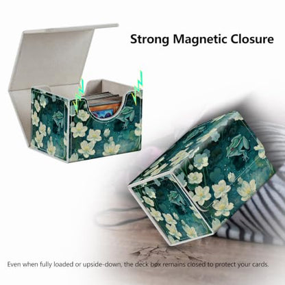 Strong Magnet MTG Demon Deck Box Playing Card Case Magic The Gathering Commander Deck Box Creative Pattern Trading Card Storage Box for Collectible Games, The Green Frog In The Pond - color: The Green Frog In The Pond