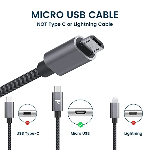RAMPOW Micro USB Cable 2 Pack 3.3ft, USB-A to Micro USB Fast Charging Cable & Data Sync Cord, Nylon Braided Android Charger Cable for Samsung Galaxy S7/S6, Kindle, PS4 Controller, Space Gray - size: 3.3ft, style: 2Pack