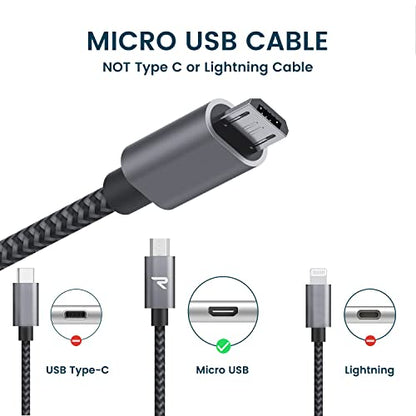 RAMPOW Micro USB Cable 2 Pack 3.3ft, USB-A to Micro USB Fast Charging Cable & Data Sync Cord, Nylon Braided Android Charger Cable for Samsung Galaxy S7/S6, Kindle, PS4 Controller, Space Gray - size: 3.3ft, style: 2Pack