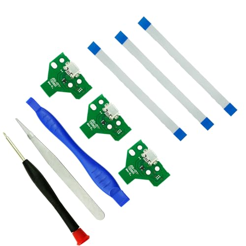 CTHTBZ 3PCS JDS-011 Assembly Replacement Charging Port for PS4,Charger Socket Board Connector Module for PlayStation PS4 Controller,Screwdriver, Flex Cable (JDS-011)
