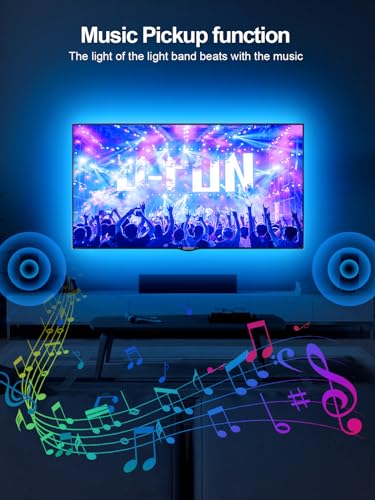 KANTUTOE TV Lights Behind, 19.68ft LED Lights for 55-85 Inch TV, RGB TV Backlight, Music Sync Bluetooth APP and Remote Control Strip Lights USB Powered for Bedroom Gaming Room Decor - size: 19.68FT for 55"-85" TV