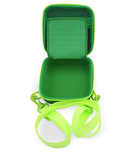 CASEMATIX Green Travel Case Compatible with Leapfrog Rockit Twist Handheld Game System - Includes Adjustable Shoulder Strap, Accessory Storage and Rubber Keychain - CASE ONLY