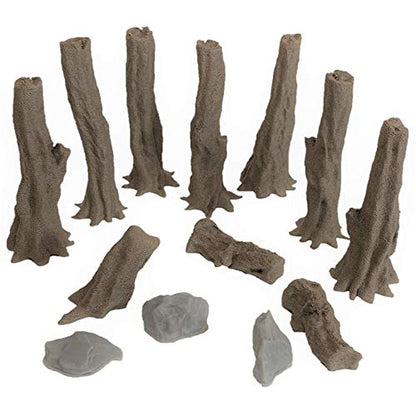 Swamp Trees Terrain Set for Dungeons and Dragons - 28mm Scale Tabletop RPG Miniature Terrain with Seven Trees, Rotting Tree Stump, Logs and Stepping Stones