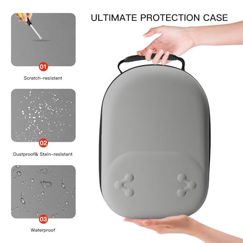 bibuks Hard Carrying Case Compatible with Oculus Meta Quest 3/3S,VR Headset Elite Strap and Touch Controller Accessories Carry Case,Hard Shell Travel Storage Bag (Grey) - color: Grey
