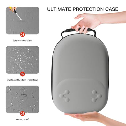 bibuks Hard Carrying Case Compatible with Oculus Meta Quest 3/3S,VR Headset Elite Strap and Touch Controller Accessories Carry Case,Hard Shell Travel Storage Bag (Grey) - color: Grey