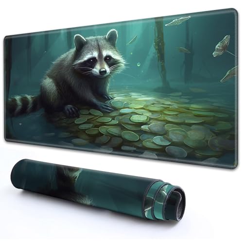 for MTG Playmat 24" x 14" with High Elastic Rubber Base Non-Slip Rubber Sole HD Printing for TCG Mat Magic Playmats MTG Game Mat, A Raccoon Gold Coin - color: A Raccoon Gold Coin, size: 24" x 14"