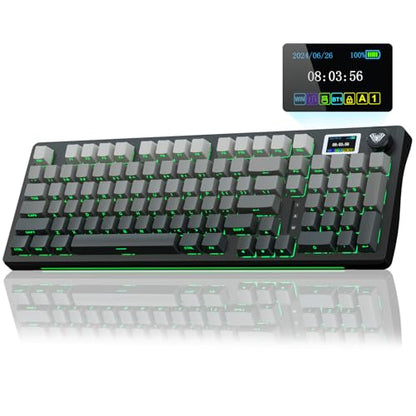 AULA S98 Pro Wireless Mechanical Keyboard with Screen & Knob,2.4GHz/USB-C/BT5.0 Hot Swappable Creamy Keyboard,Pre-lubed Linear Switches,Side Printed PBT Keycaps,RGB Backlit Gaming Keyboards - color: Side Printed Black