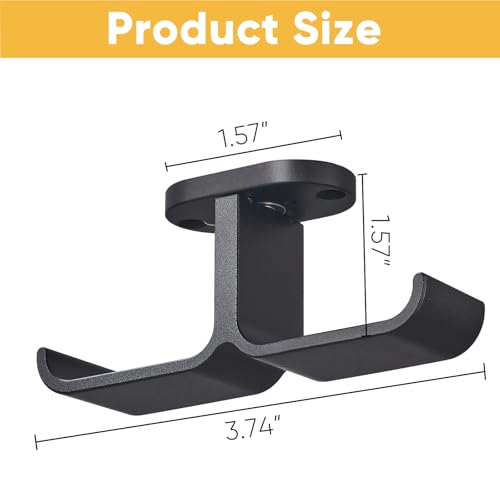 Under Desk Headphone Hanger with Strong Adhesive and Screws Mount, 360° Rotatable Dual Headset Holder Stand, Aluminum Metal Adjustable Headphone Hook, Perfect for Home Gaming & Office - Black - size: Black - 2 Headphones, Metal