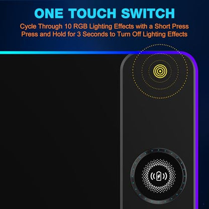 TARKARI Magnetic Wireless Charging RGB Mouse Pad, Large Gaming Desk Mat, 31.5"x11.8" Waterproof Mousepad, Ultra-Smooth Surface, Non-Slip Rubber Base, Desk Pad for Keyboard Laptop - color: Right-Side Wireless Charging Black