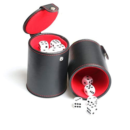 1set Leather Dice Storage Cup Set Lid Pu Leather Double-Layer Dice Container Includes Dices Quiet Shaker for Games Comfortable Grip for and Travel