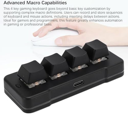 4 Key Mini Keypad, One Handed Mechanical Gaming Keyboard, Wired USB Programming Macro Keypad with RGB Dynamic Lighting for Game Editing Working