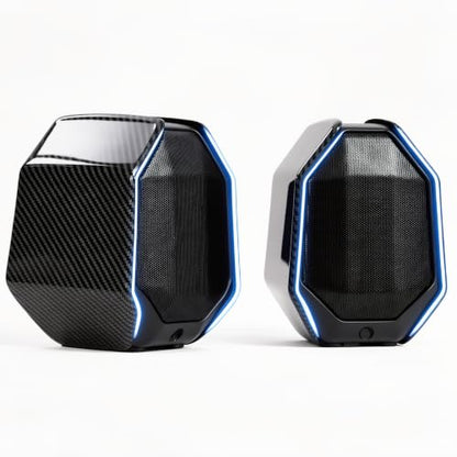 Computer Speakers for Desktop PC, Gaming PC Speakers for Desktop – USB-C, Bluetooth 5.3, 3.5mm AUX, AC Powered External Audio with Rich Stereo bass, Laptop/Mac, RGB Lights, Black, 30W - color: Black