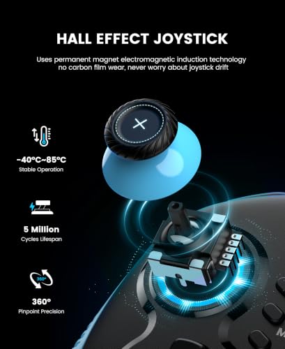 Gammeefy JC700 Switch 2 Controller, Handheld Controller with Ergonomic Grip | Hall Effect Joystick, 8-Color RGB Lighting, Wired Connection | No Latency, Macros, Turbo, 6 Game Slots