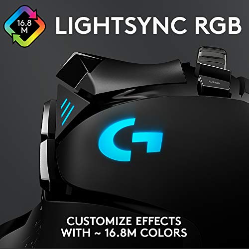 Logitech G502 Hero Wired Gaming Mouse - Black | High performance, 25,600 DPI, RGB, adjustable weights, 11 programmable buttons, on-board memory, PC/Mac - style: Wired