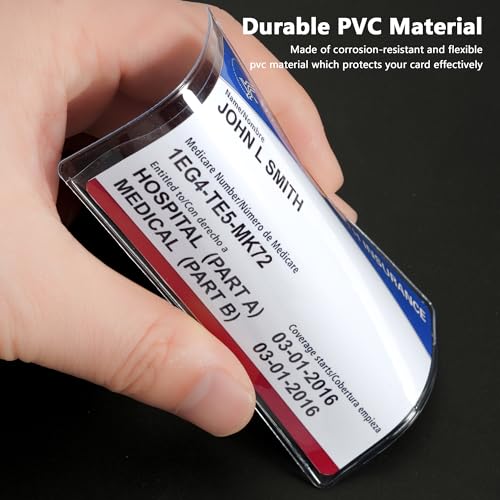 New Medicare Card Holder Protector Sleeves, Social Security Card Protector, 12 Mil Clear PVC Water Resistant Plastic Sleeves for New Medicare/Social Security/Business/ID/Credit Cards(6 Pack)