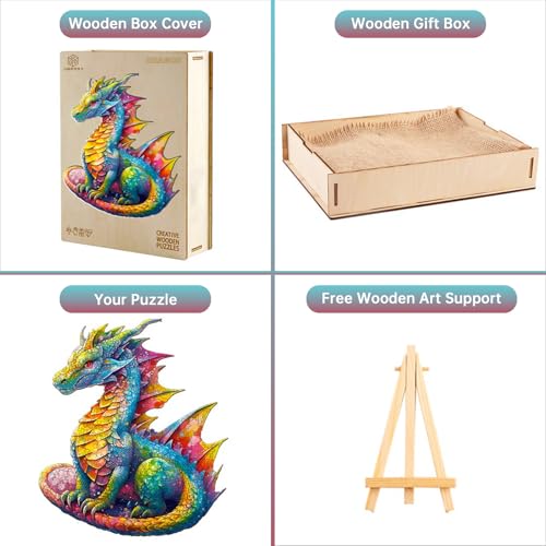 Jigfoxy Wooden Puzzles for Adults, Dragon Wood Puzzle for Adults, Unique Animal-Shaped Wooden Jigsaw Puzzle, Christmas Thanksgiving Gifts for Family and Friends (XL-21.7 * 18.6in-560pcs) - size: X-Large