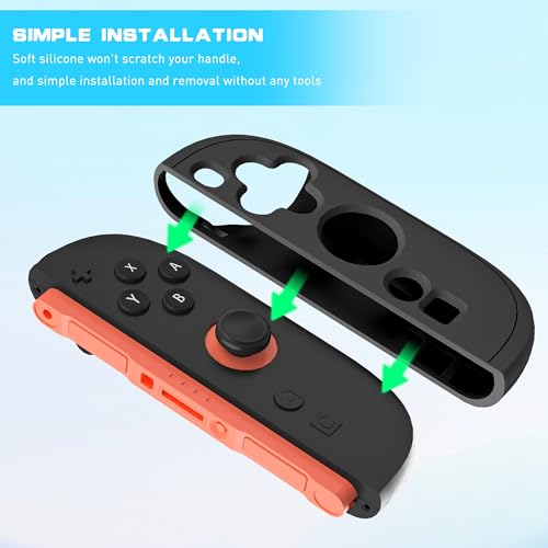 Switch 2 Controller Handle Silicone Case, Frosted Switch 2 2025 Protective Cover for Left and Right Grip Controller and 2 Thump Caps, [2 Pieces] Soft Replacement Shell - Black - color: Black-Black