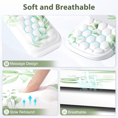 EYROZILL 3 in 1 Ergonomic Mouse Pad and Keyboard Wrist Rest, Cute Mouse Pad with Wrist Support Massage Design, Non-Slip Wrist Pad for Mouse, Desk Mouse Set (Green Plant) - color: Green Plant