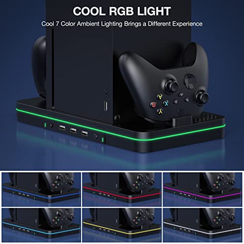 Cooling Charging Stand for Xbox Series X/S with 2 Headset Stand, Luckit Vertical Dual Controller Charger Station Dock Accessories with Cooling Fan, Fast Charging Station with 3 HUB USB Ports - size: Cooling Charging Stand