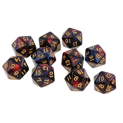 10PCS Polyhedral D20 Dice 20mm Acrylic 20 Sided Dice for RPG MTG DND Table Games (Red Blue) - color: Red Blue