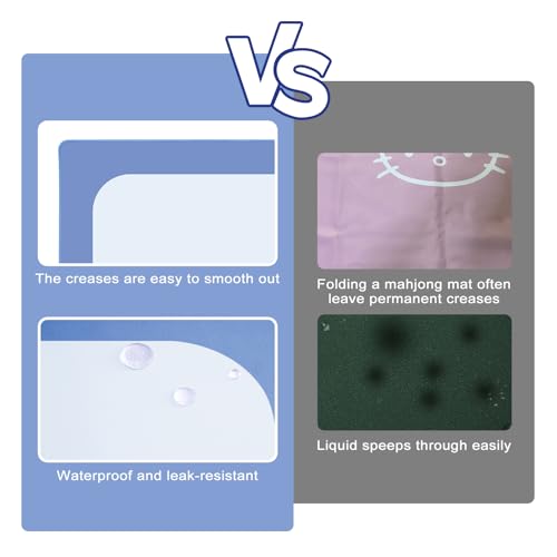 31.5 Inch Mahjong Mat for Table, 3MM Non-Slip & Noise Reduction Gaming Mat with Drawstring Bag, Perfect for Poker, Board Games, Card Games, Tile Games, and Dominoes (Salvia Blue-Light Steel Blue) - color: Salvia Blue-light Steel Blue