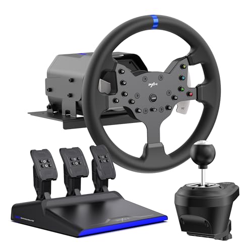 PXN V99 3.2Nm Force Feedback Gaming Steering Wheel | 270-900 Degree, 11.8-inch, Hall 3-Pedal, H Shifter - Sim Racing Wheel for PC, PS4, Xbox One, Xbox Series X|S