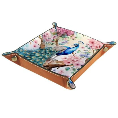 Peacock Cherry Floral Dice Tray Dice Rolling Tray Folding Dice Holder for Dice Games, Like RPG, DND and Other Table Games - color: Multi 19