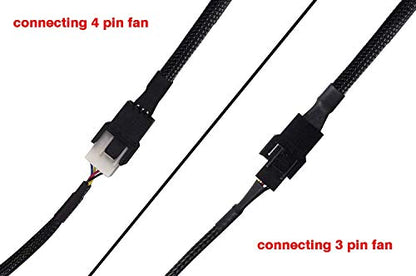 Gebildet 4-Pin PWM Fan Splitter Cable, Sleeved Braided Adapter Computer PC Fan Power Extension Cable 1 to 3 Converter for Computer ATX Case 4-Pin/3-Pin Cooling Fan Cable - style: PWM (1 to 3)